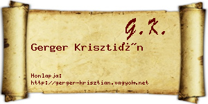 Gerger Krisztián névjegykártya